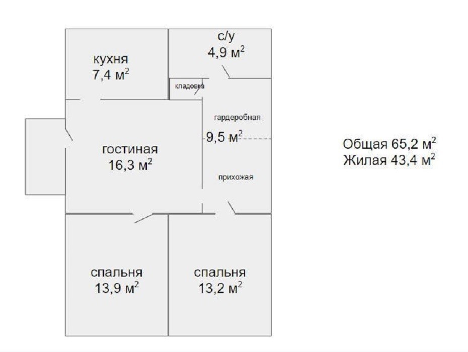 Фото, 3-комн. вторичка, 65 м<sup>2</sup>, поверх 3/5