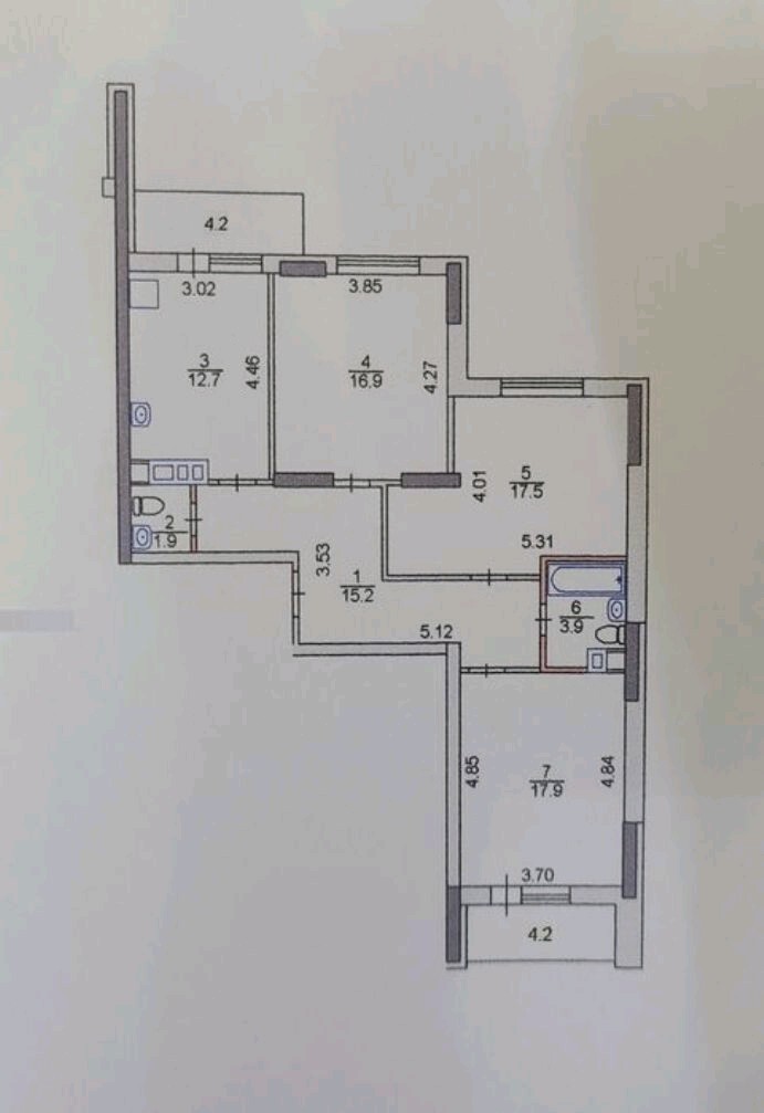 Продается 3-комн. вторичка, 89 м<sup>2</sup>, поверх 8/15